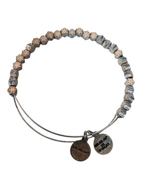 Alex and Ani Silver Tone Beaded Adjustable Bracelet | Vintage Style Charm Bangle